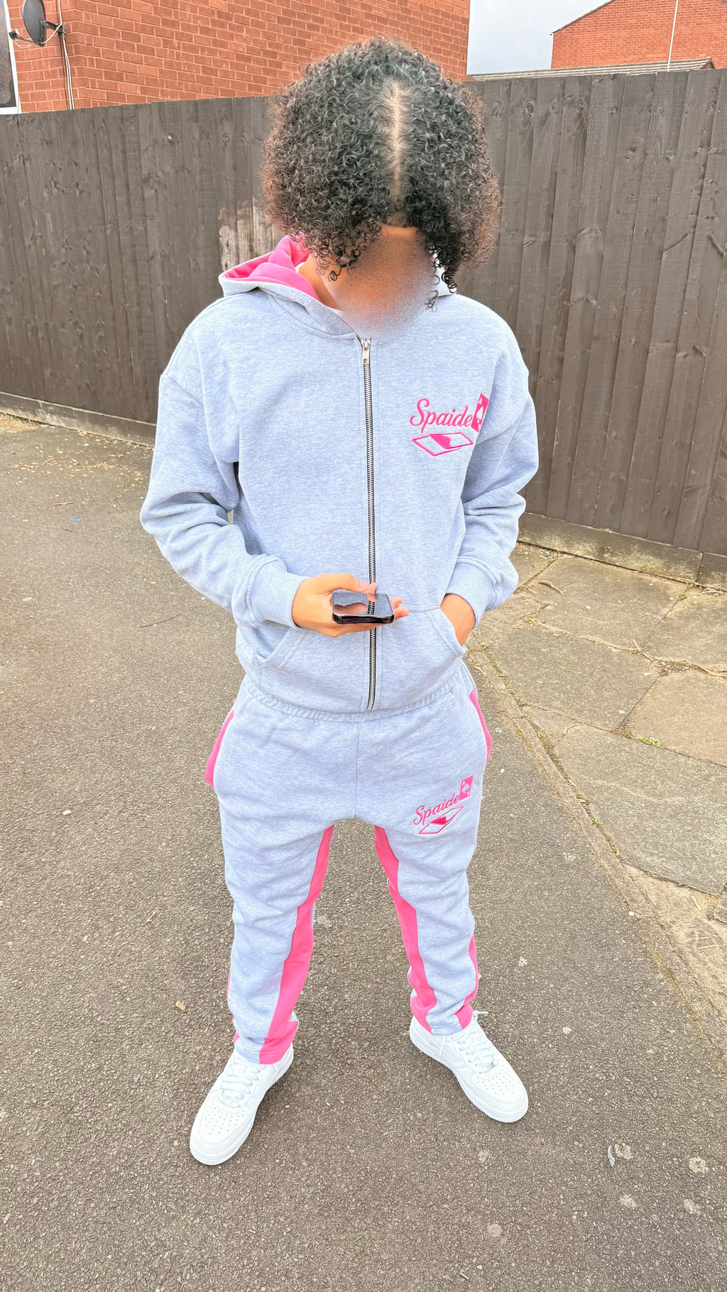 Spaidez pink and grey tracksuit