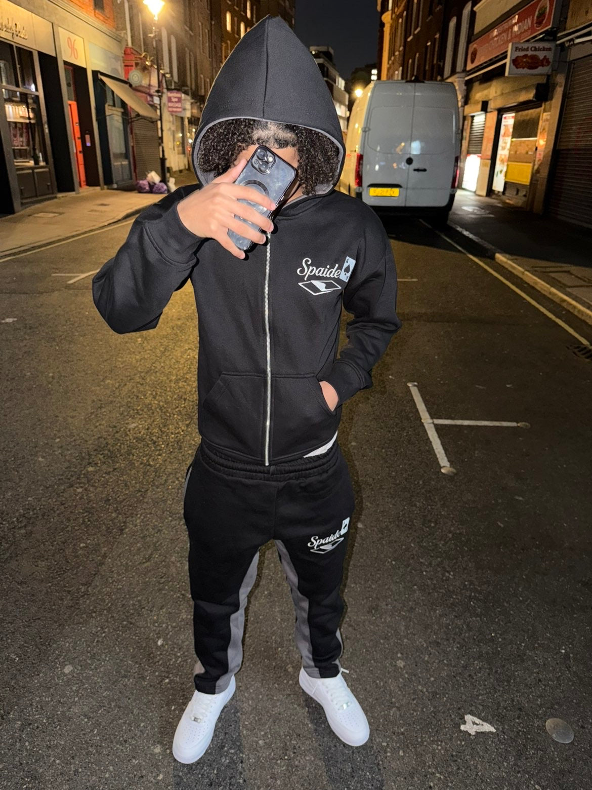 Spaidez black and grey tracksuit